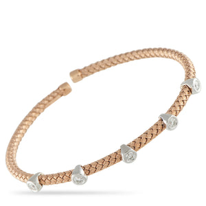 14K Rose and White Gold 0.54ct Diamond Woven Bangle