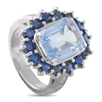 14K White and Yellow Gold 0.08ct Diamond and Sapphire Ring