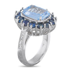 14K White and Yellow Gold 0.08ct Diamond and Sapphire Ring