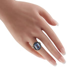 14K White and Yellow Gold 0.08ct Diamond and Sapphire Ring