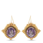 Antique 14K Yellow Gold Amethyst Earrings