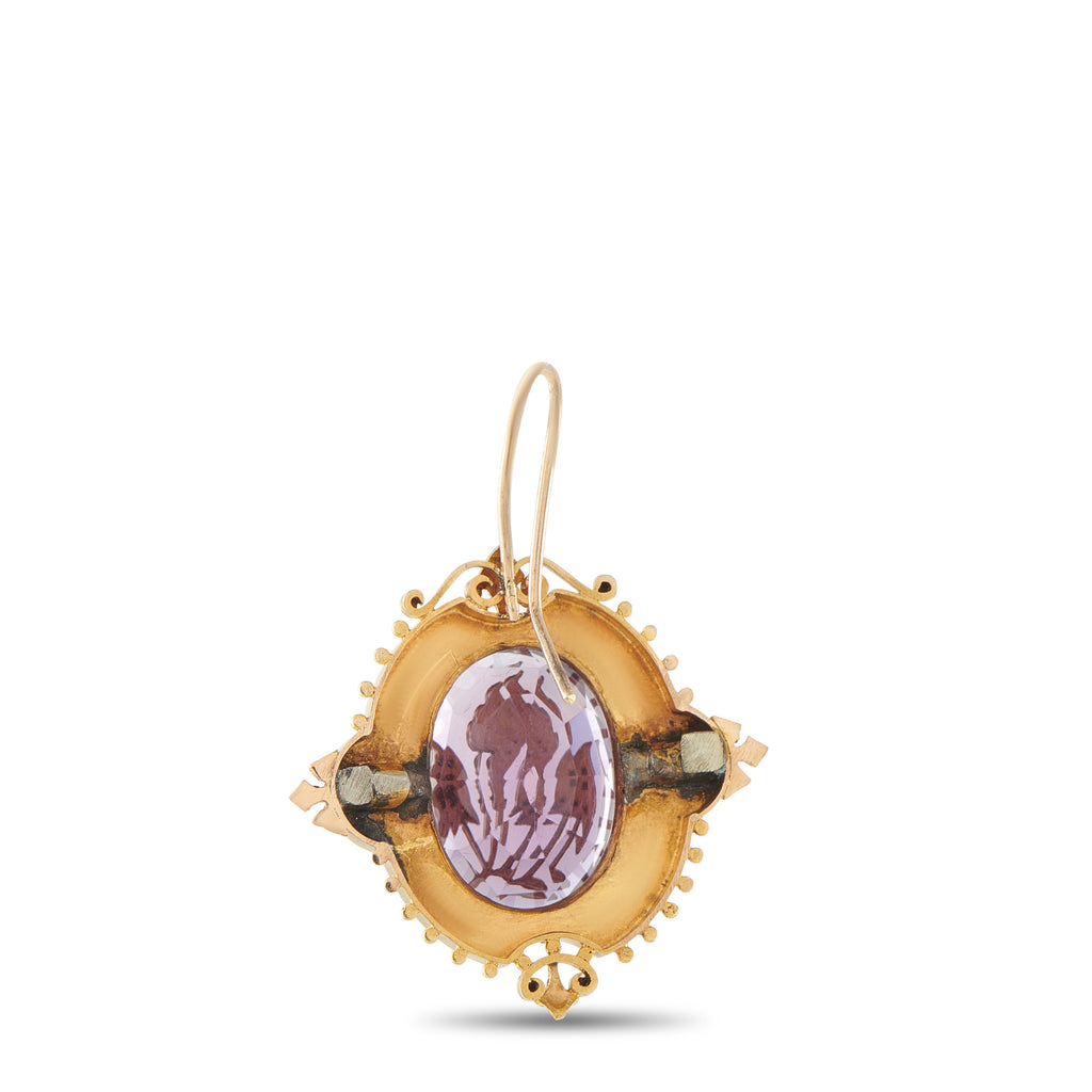 Antique 14K Yellow Gold Amethyst Earrings