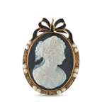 Antique 14K Yellow Gold Enameled Cameo Brooch