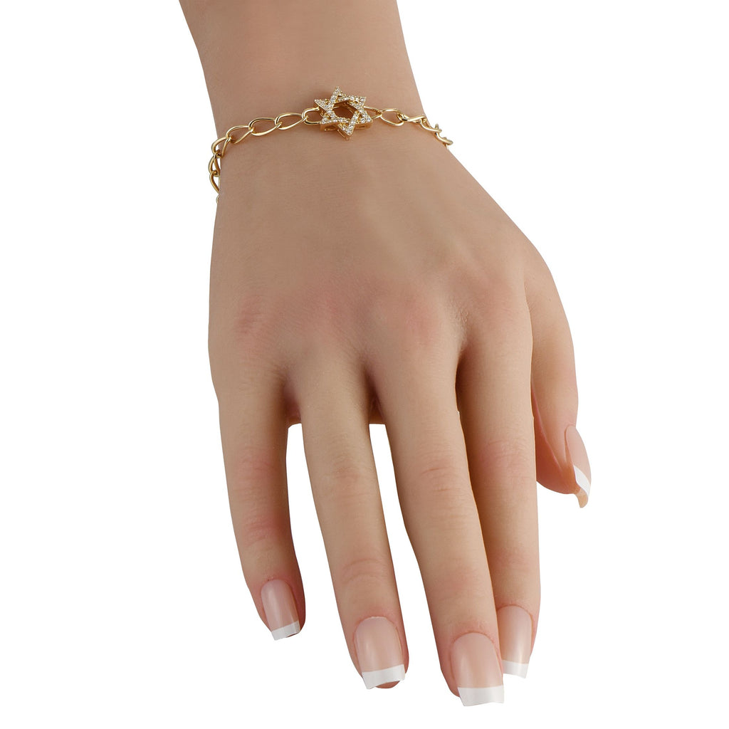 Exclusive 14K Yellow Gold 0.30 ct Diamond Star of David Bracelet
