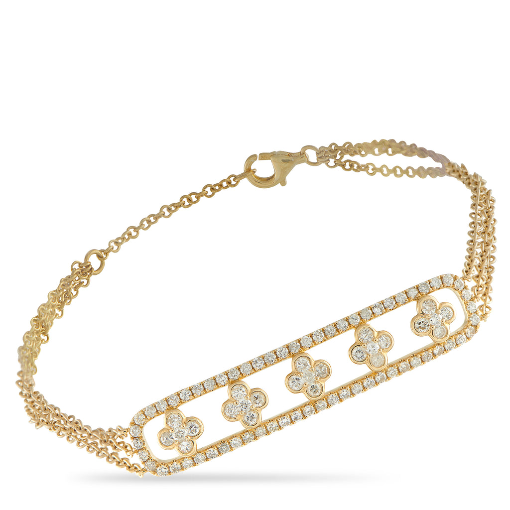 Exclusive 14K Yellow Gold 1.25ct Diamond Bracelet This opulent bracelet is nothing short of breathtaking. At the center, a statement-making pendant comes to life thanks to qua