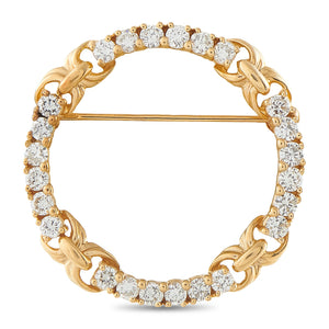 14K Yellow Gold 1.20ct Diamond Open Circle Brooch