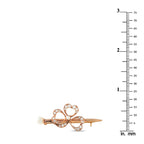 Clover brooch with diamond outlines and white pearl on gold-tone pin