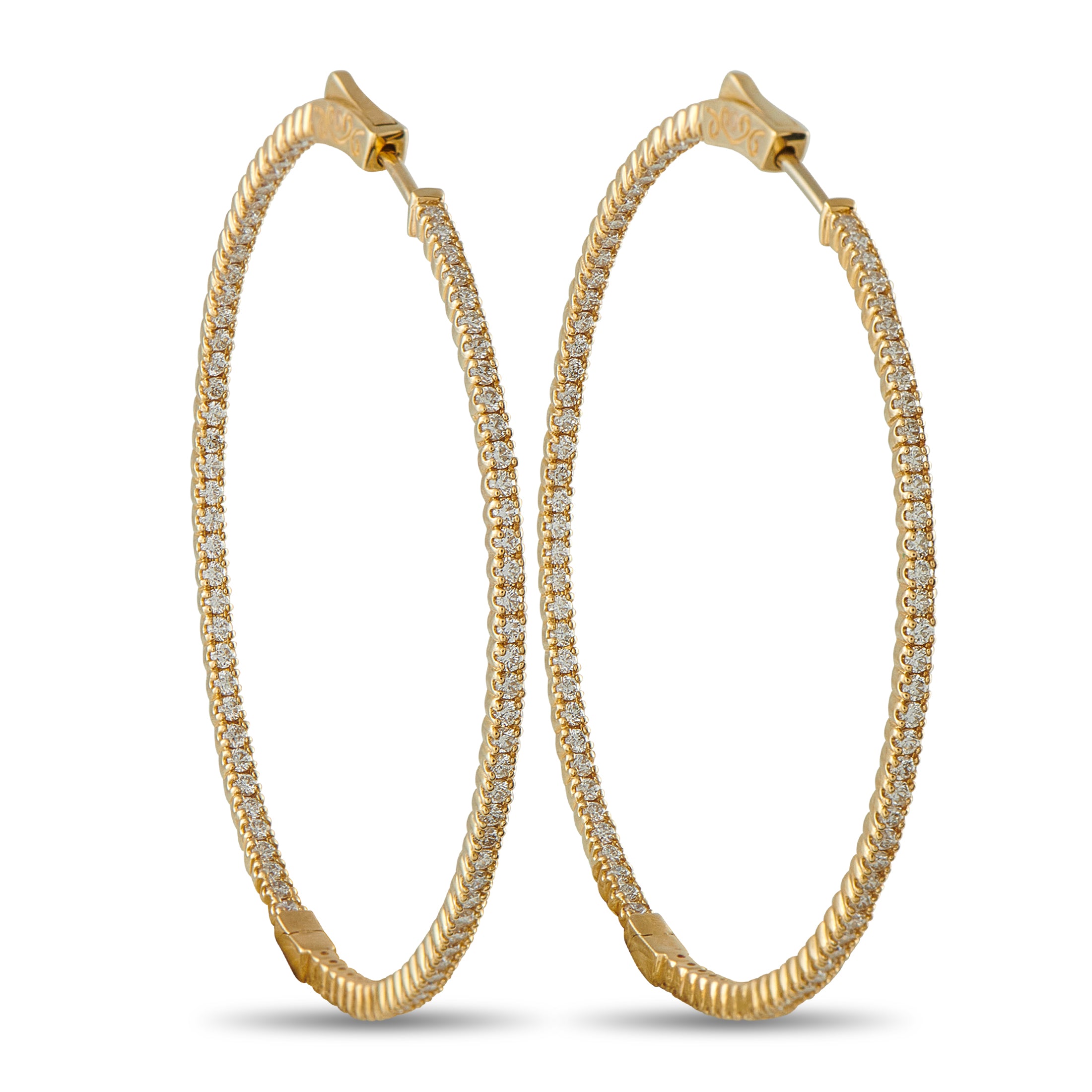 14K Yellow Gold 1.80ct Diamond Inside-Out Hoop Earrings