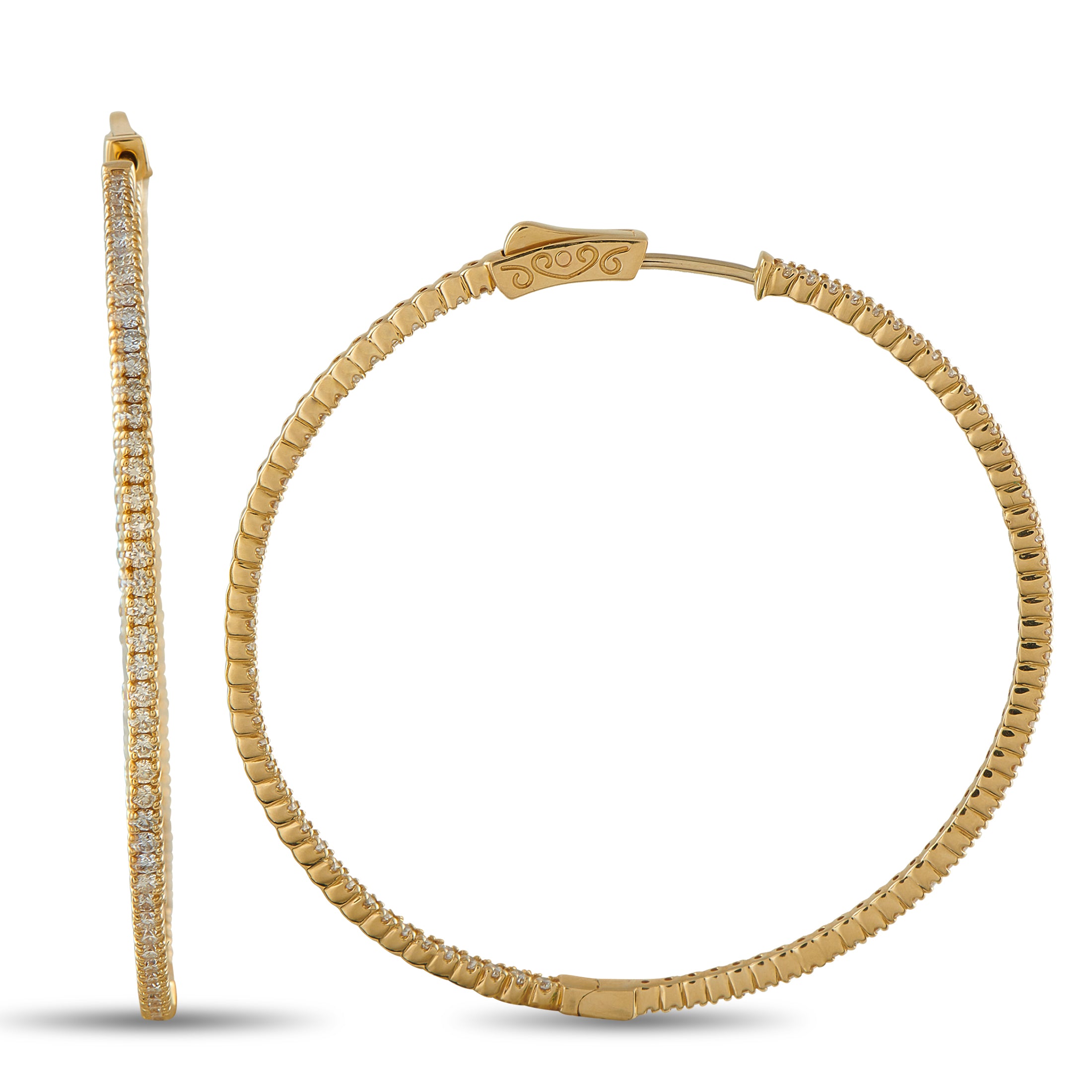 14K Yellow Gold 1.80ct Diamond Inside-Out Hoop Earrings
