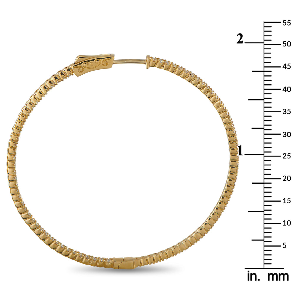 14K Yellow Gold 1.72ct Diamond Inside-Out Hoop Earrings
