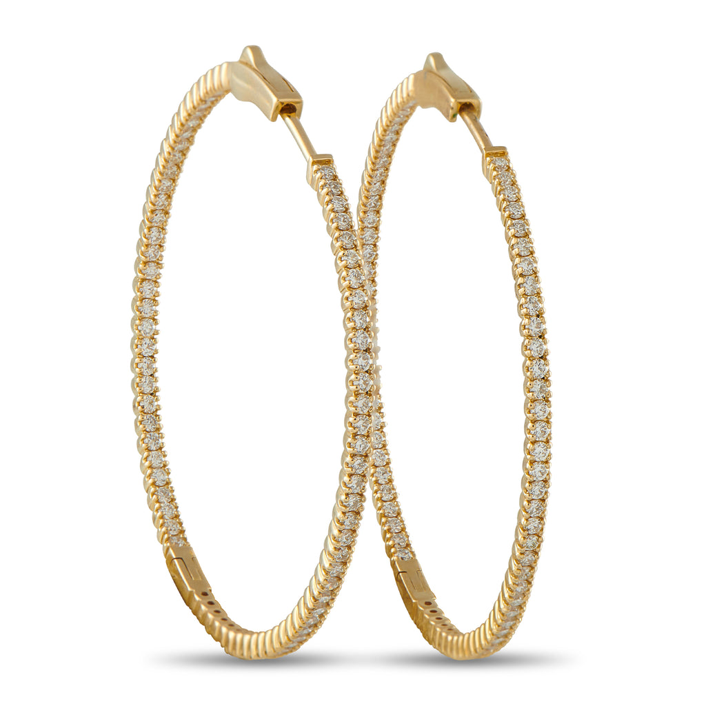 14K Yellow Gold 1.54ct Diamond Inside-Out Hoop Earrings