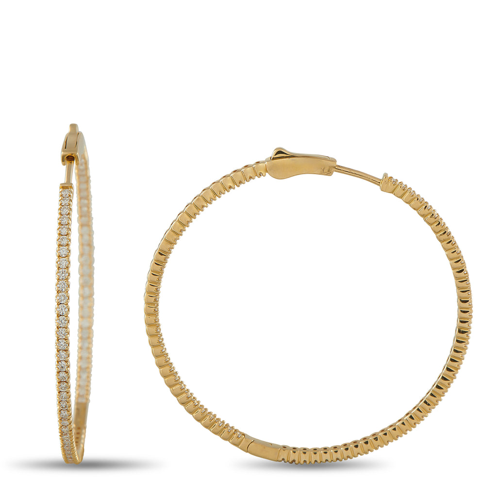 14K Yellow Gold 1.54ct Diamond Inside-Out Hoop Earrings