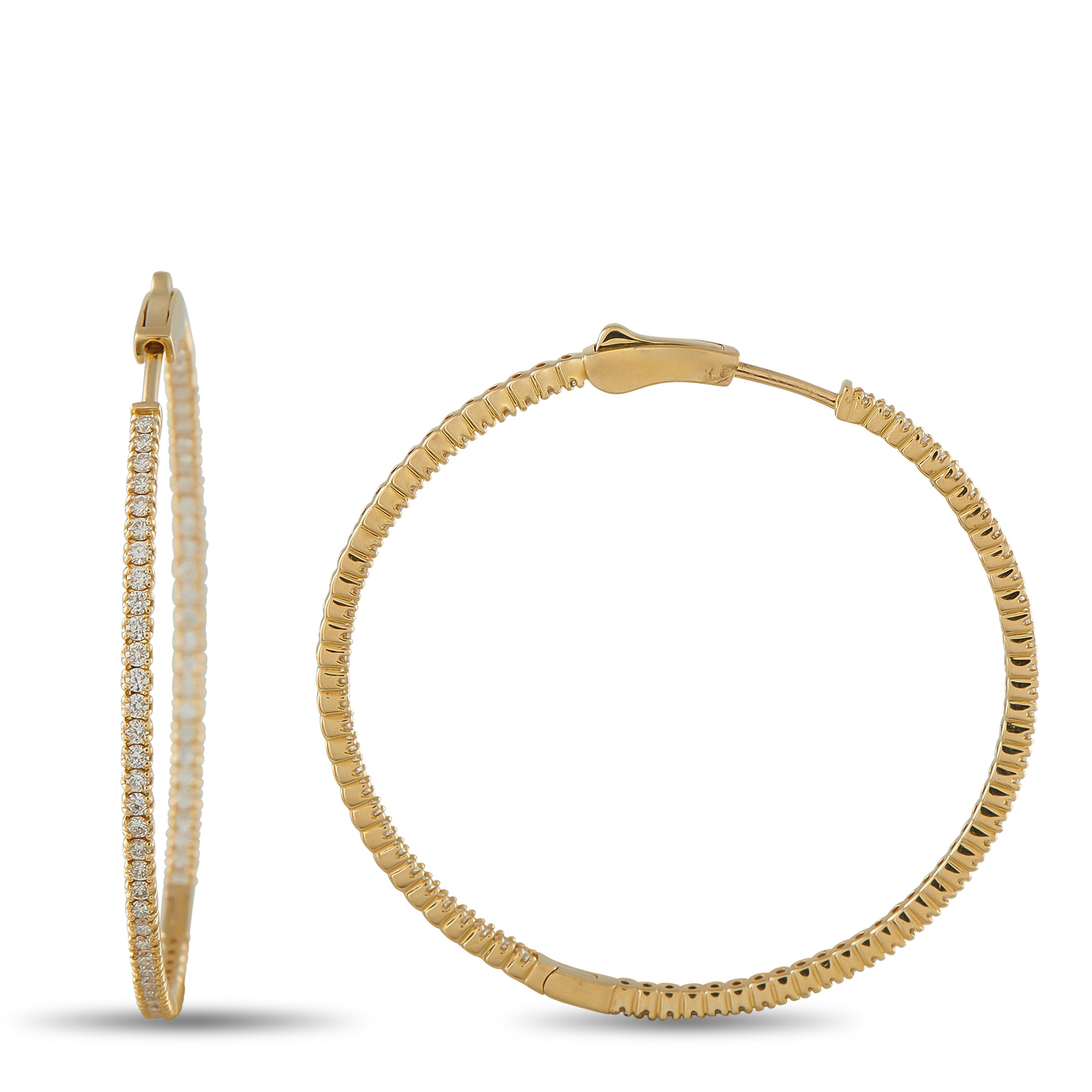 14K Yellow Gold 1.54ct Diamond Inside-Out Hoop Earrings