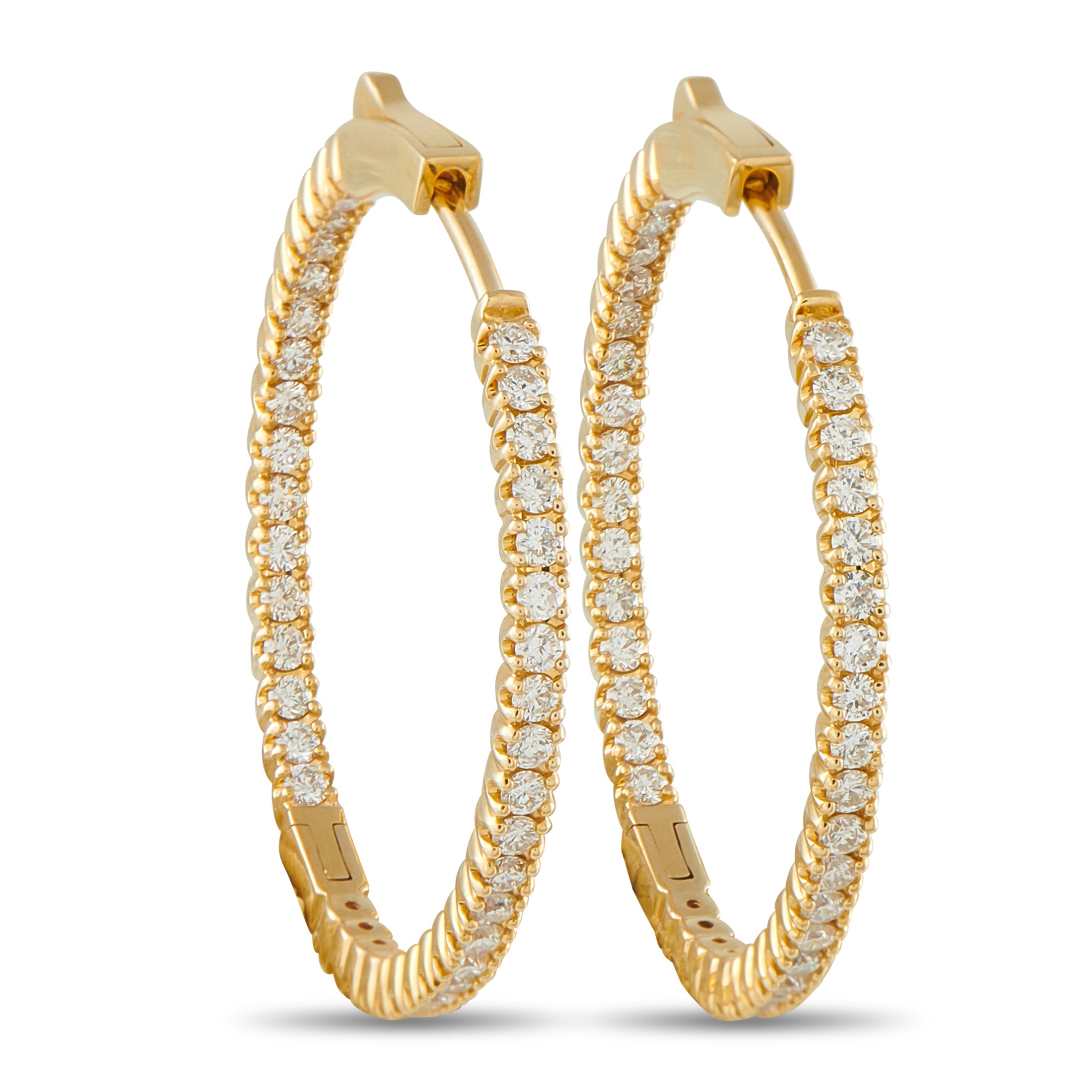 14K Yellow Gold 1.30ct Diamond Inside-Out Hoop Earrings