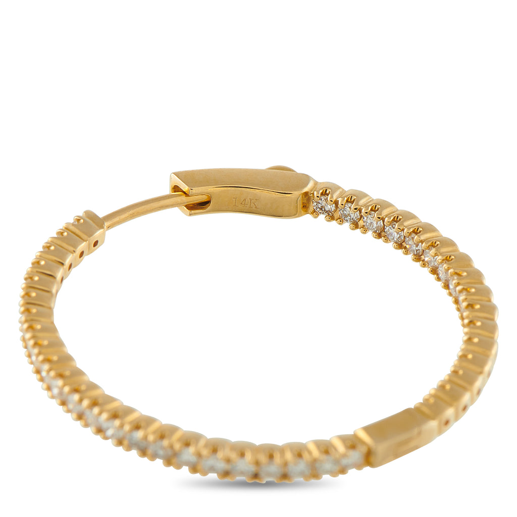 14K Yellow Gold 1.30ct Diamond Inside-Out Hoop Earrings