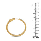 14K yellow gold inside-out diamond hoop earring with hinged clasp