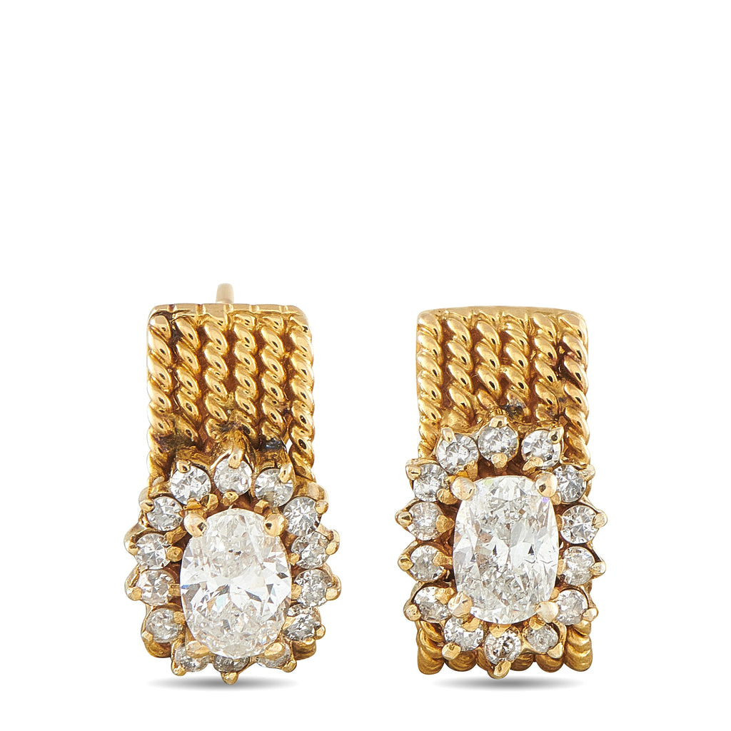 14K Yellow Gold 1.25ct Diamond Earrings