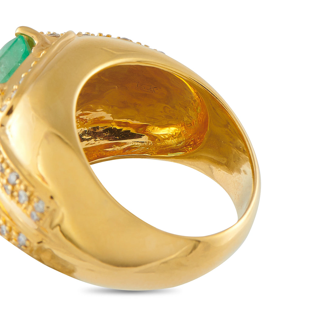 14K Yellow Gold 0.50ct Diamond and Emerald Ring