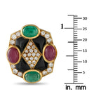 Exclusive 14K Yellow Gold 2.40ct Diamond, Emerald and Ruby Clip-On Earrings