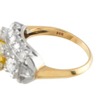 Antique 14K Yellow Gold 2.10ct Fancy Yellow and White Diamond Cocktail Ring