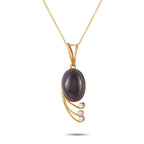 14K Yellow Gold 0.25ct Diamond and Garnet Necklace