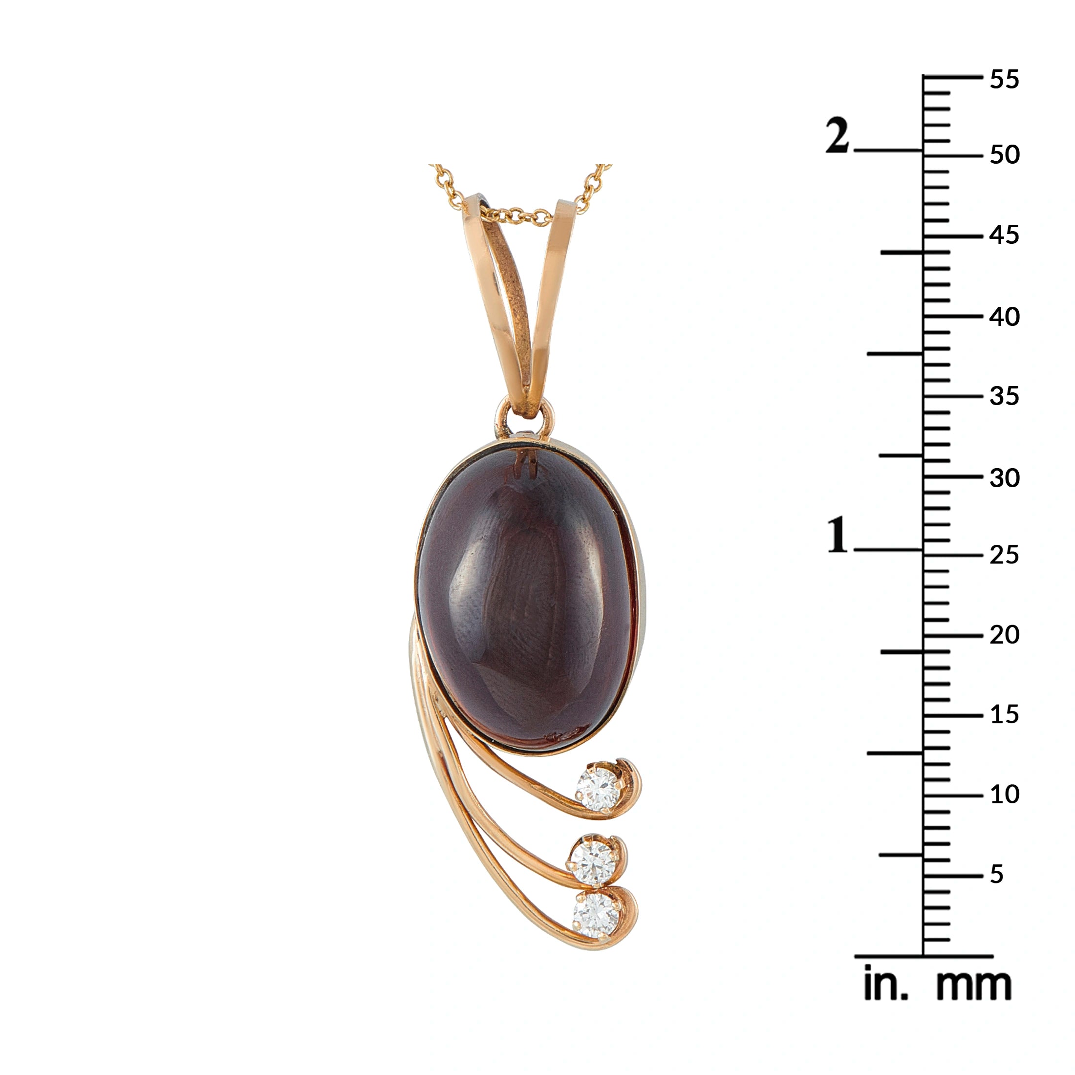 14K Yellow Gold 0.25ct Diamond and Garnet Necklace