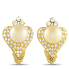 Exclusive 14K Yellow Gold 1.50ct Diamond and Golden Pearl Clip-On Earrings MF02-090525 – These exquisitely crafted earrings w