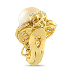 14K Yellow Gold 1.50ct Diamond and Golden Pearl Clip-On Earrings