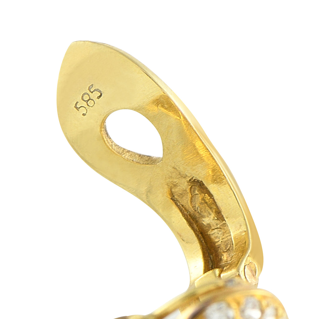14K Yellow Gold 1.50ct Diamond and Golden Pearl Clip-On Earrings