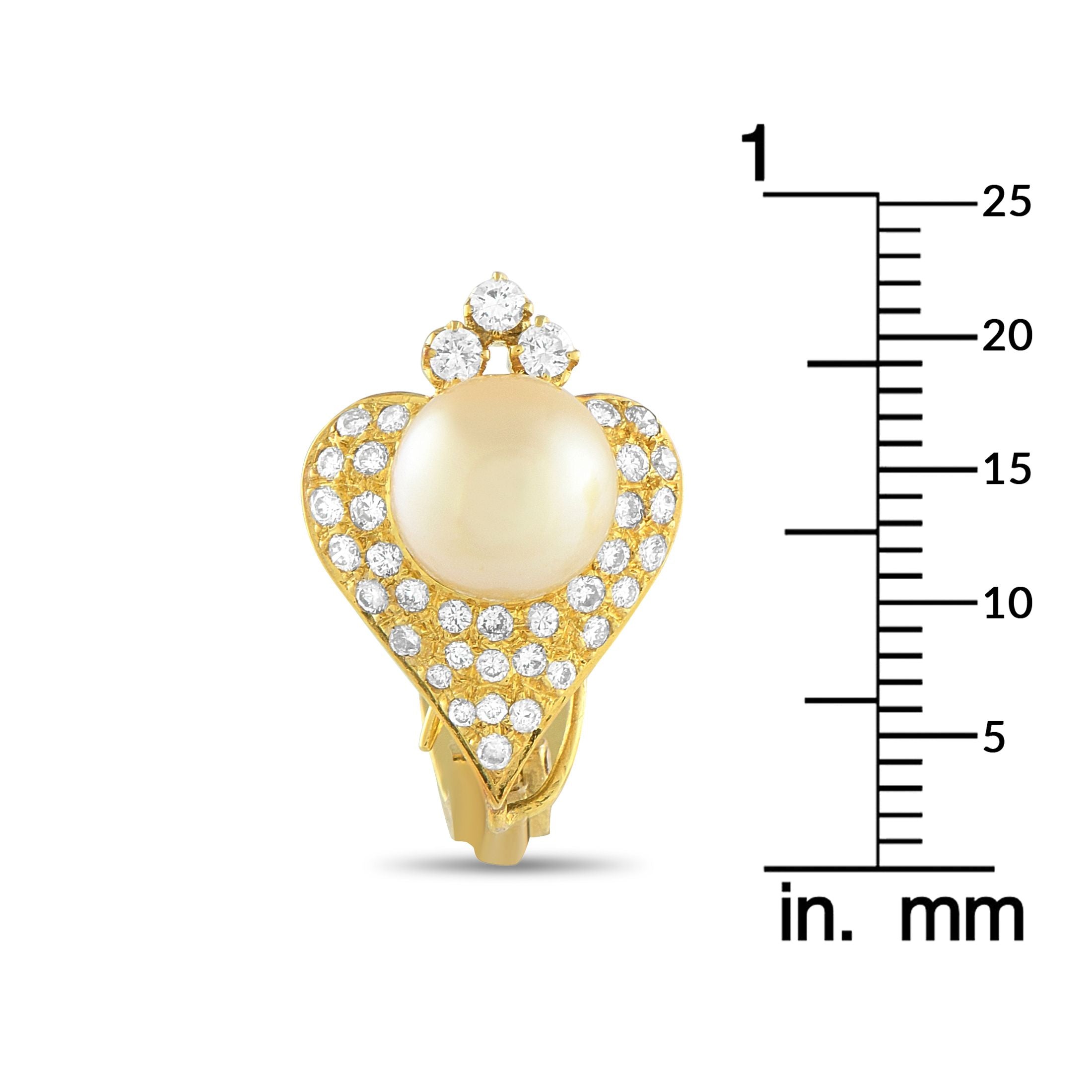 Exclusive 14K Yellow Gold 1.50ct Diamond and Golden Pearl Clip-On Earrings