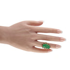 14K Yellow Gold 0.11ct Diamond and Jade Ring
