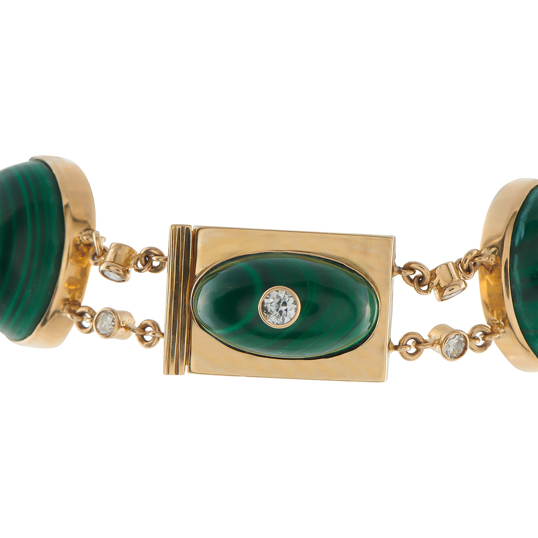 14K Yellow Gold 1.80ct Diamond and Malachite Bracelet