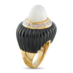14K Yellow Gold 1.0ct Diamond, Moonstone, and Onyx Ring