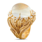 14K Yellow Gold 1.50ct Diamond and Moonstone Ring