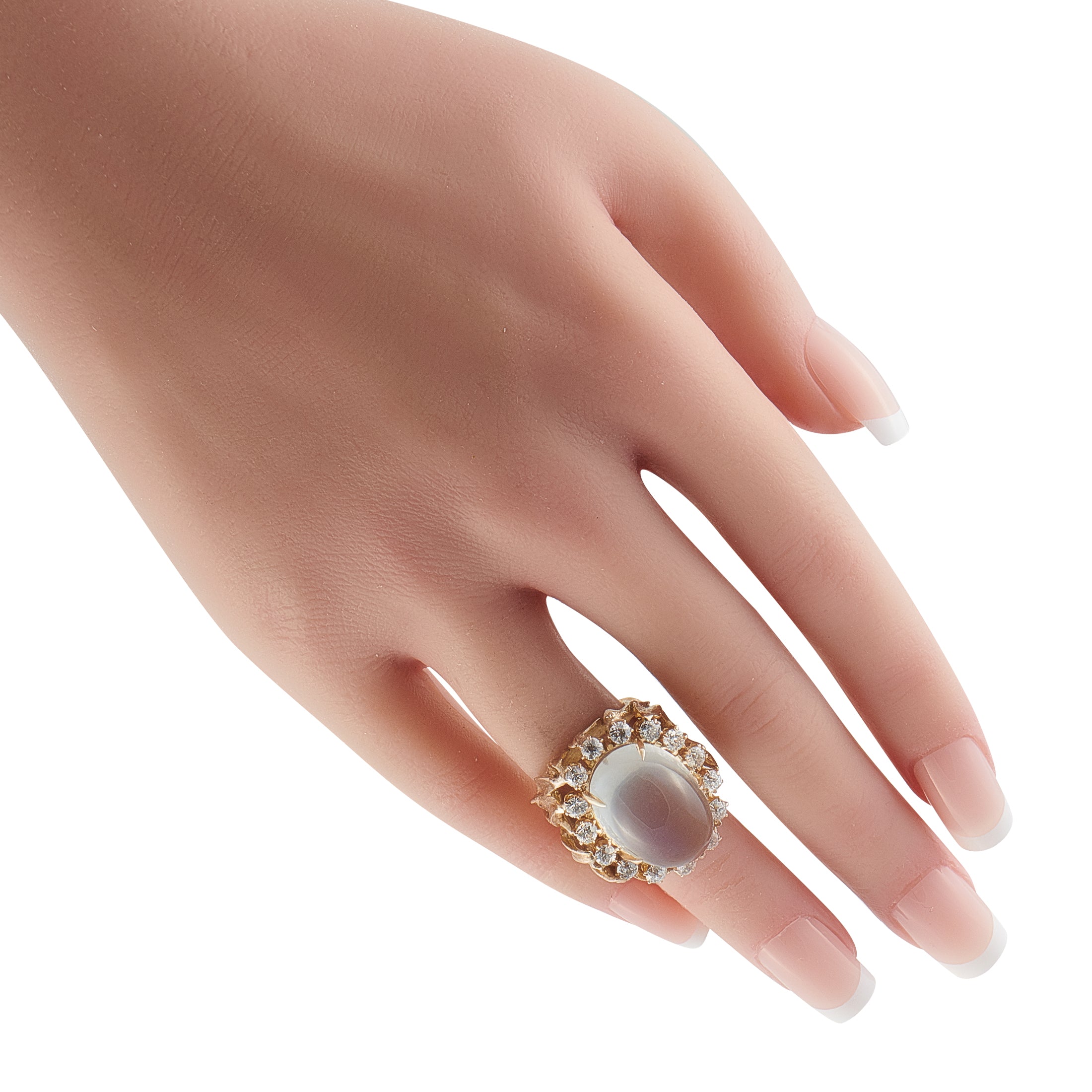 14K Yellow Gold 1.50ct Diamond and Moonstone Ring
