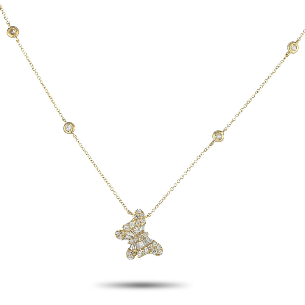 Exclusive 14K Yellow Gold 0.75ct Diamond Butterfly Pendant Necklace PN16066-Y – Add elegance to any ensemble with this charmi