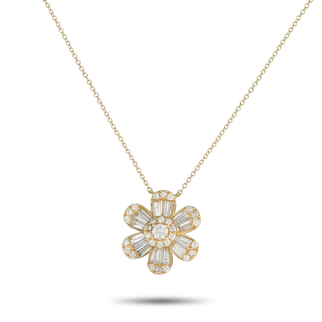 Exclusive 14K Yellow Gold 1.25ct Diamond Pendant Necklace PN14994-Y – A stunning starburst pendant covered in Diamonds totali