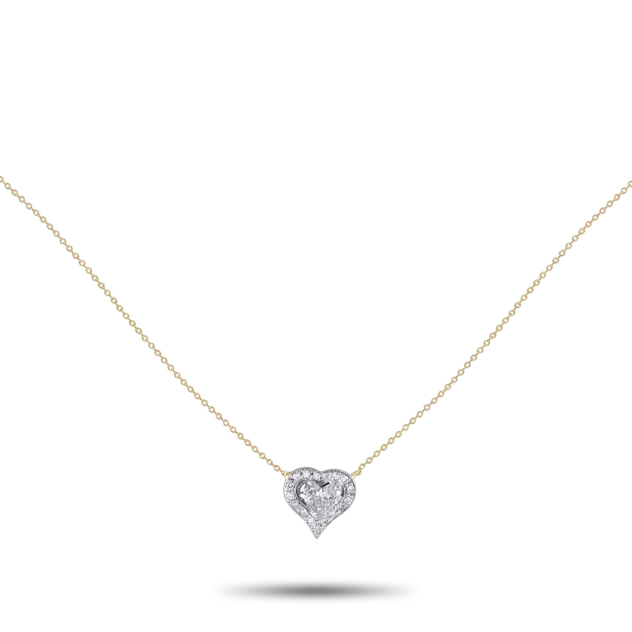 Exclusive 14K Yellow Gold 0.71ct Diamond Heart Necklace MF04-080625 – This charming 14K Yellow Gold necklace is the perfect w