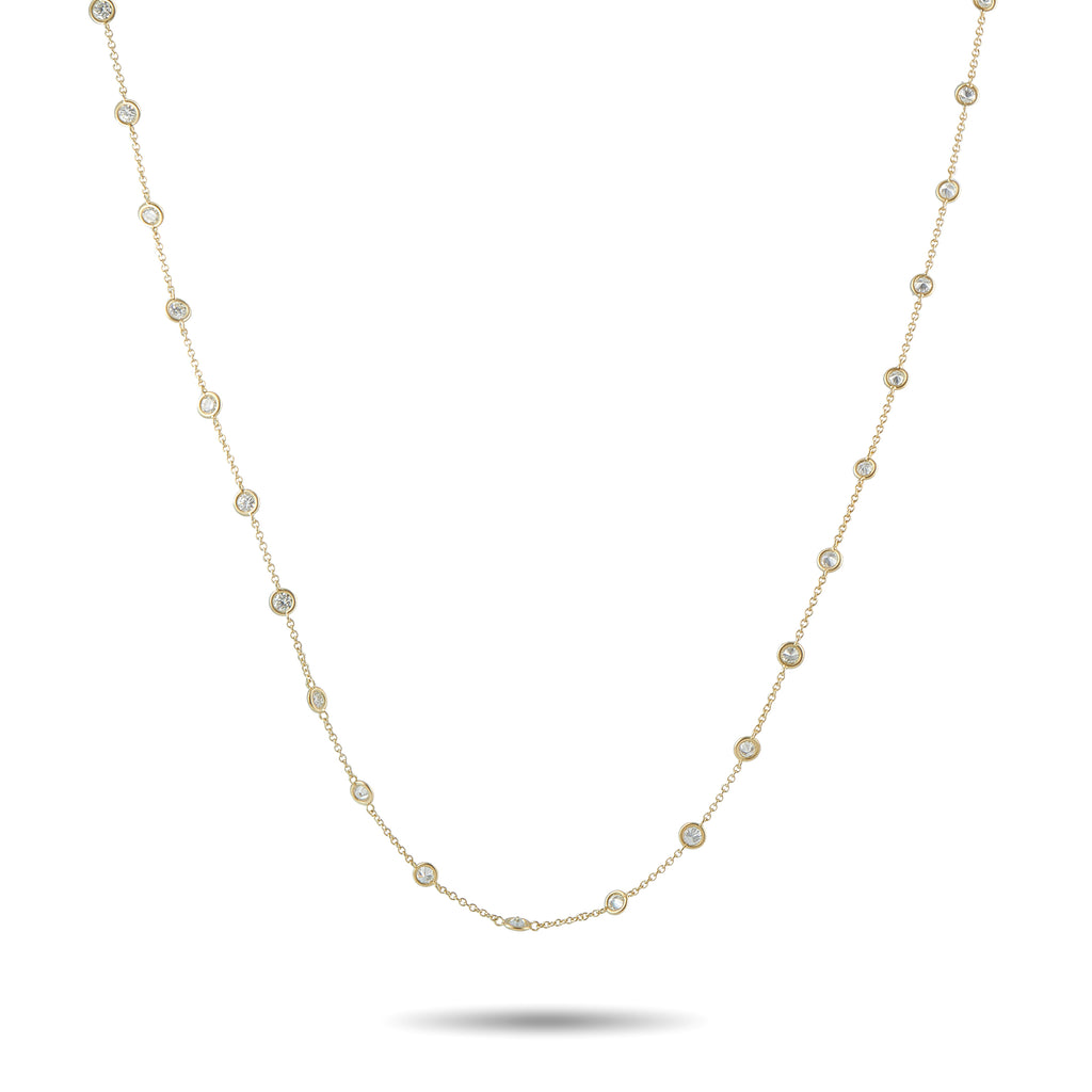 14K Yellow Gold 4.42ct Diamond Station Necklace