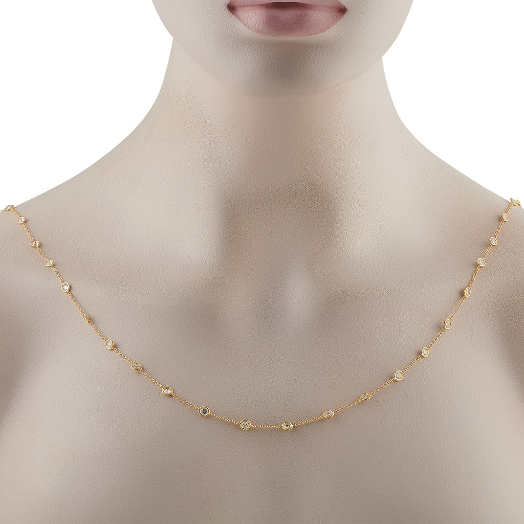14K Yellow Gold 4.42ct Diamond Station Necklace
