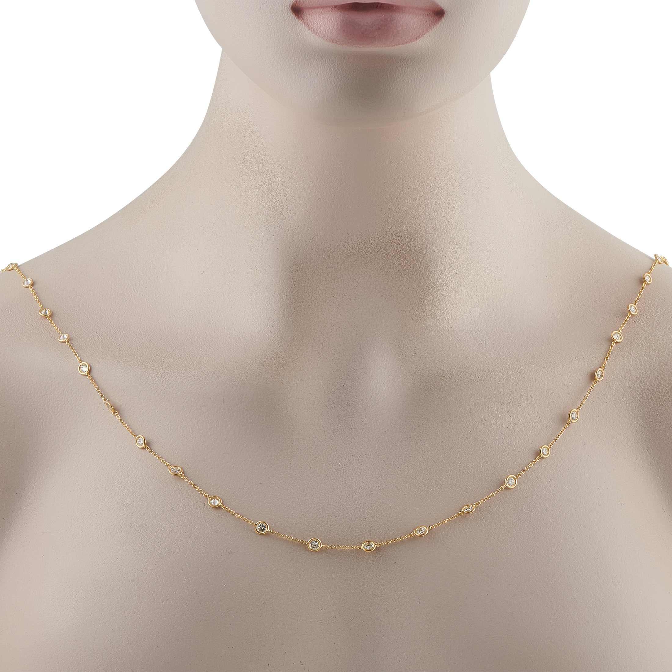 14K Yellow Gold 4.42ct Diamond Station Necklace