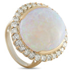 14K Yellow Gold 1.80ct Diamond and Opal Ring