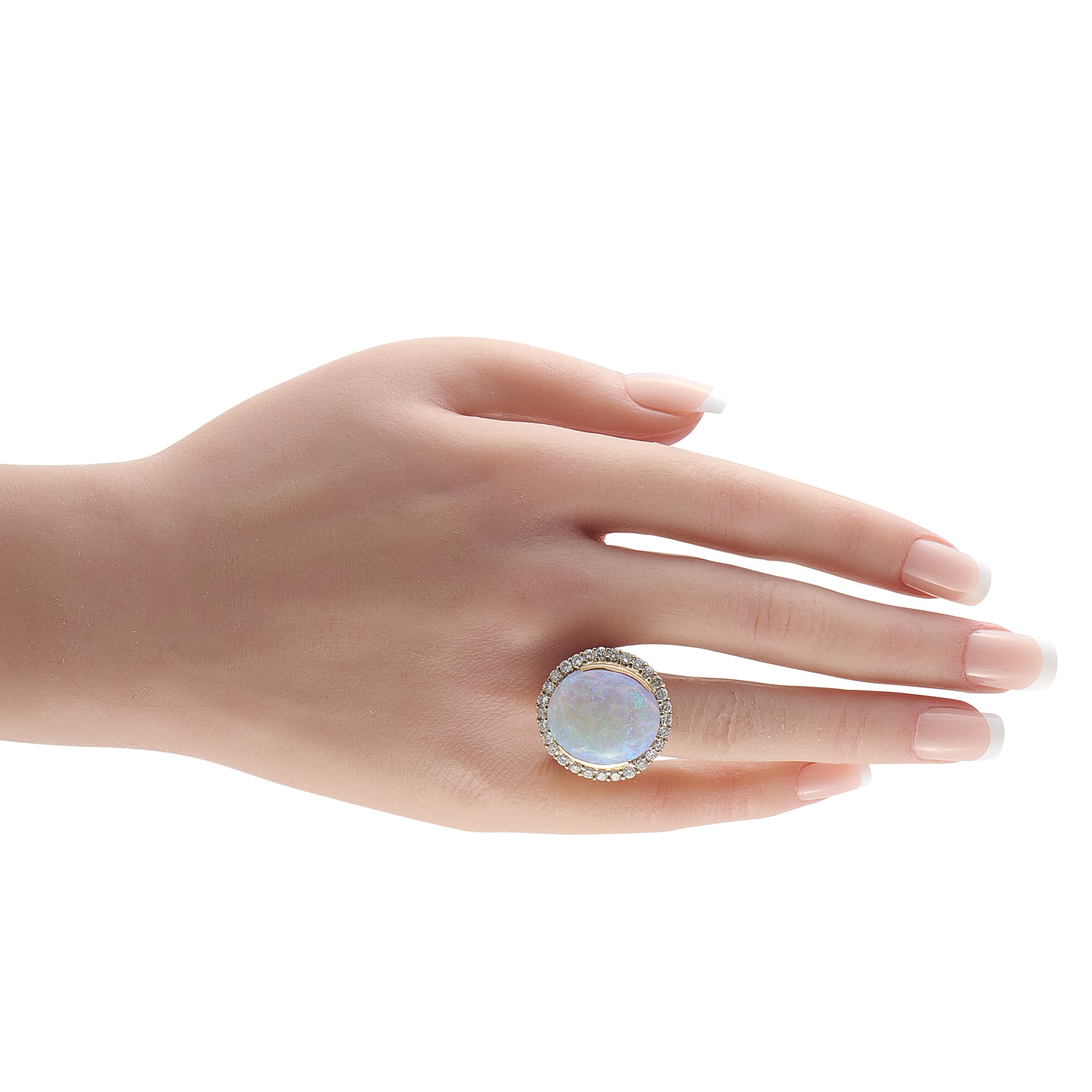 14K Yellow Gold 1.80ct Diamond and Opal Ring