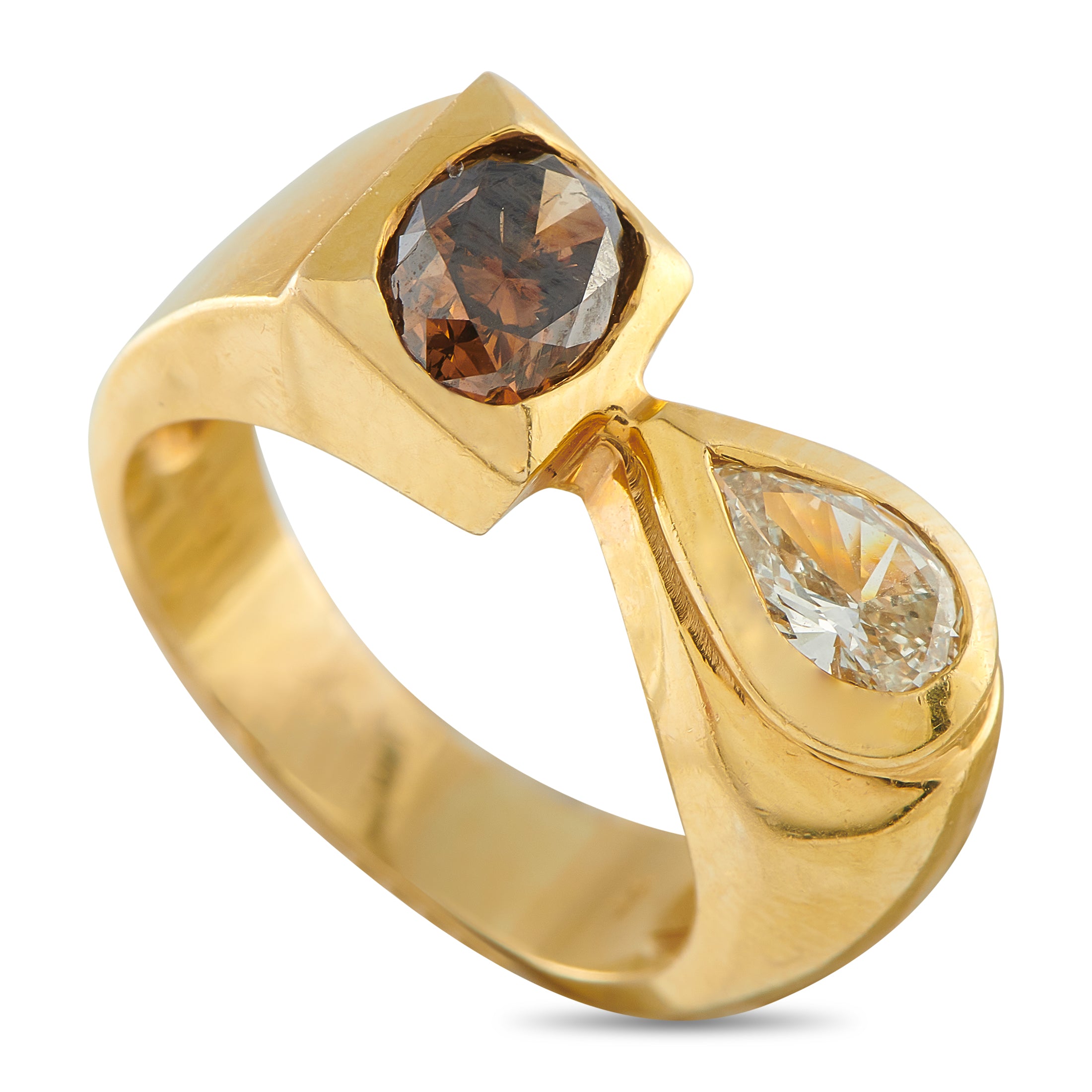 14K Yellow Gold 1.41ct Diamond Geometric Ring