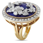 14K Yellow Gold 0.45ct Diamond and Enamel Ring
