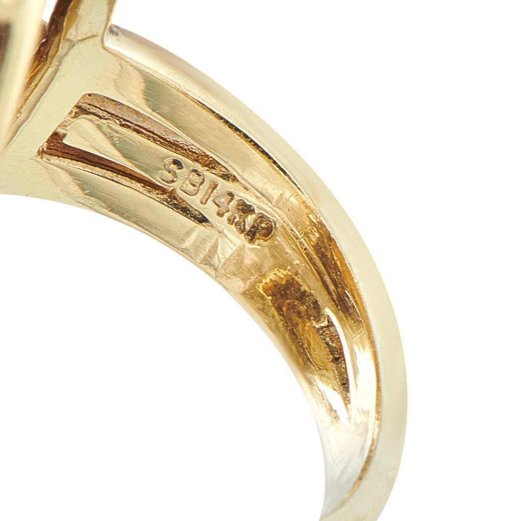 14K Yellow Gold 0.45ct Diamond and Enamel Ring