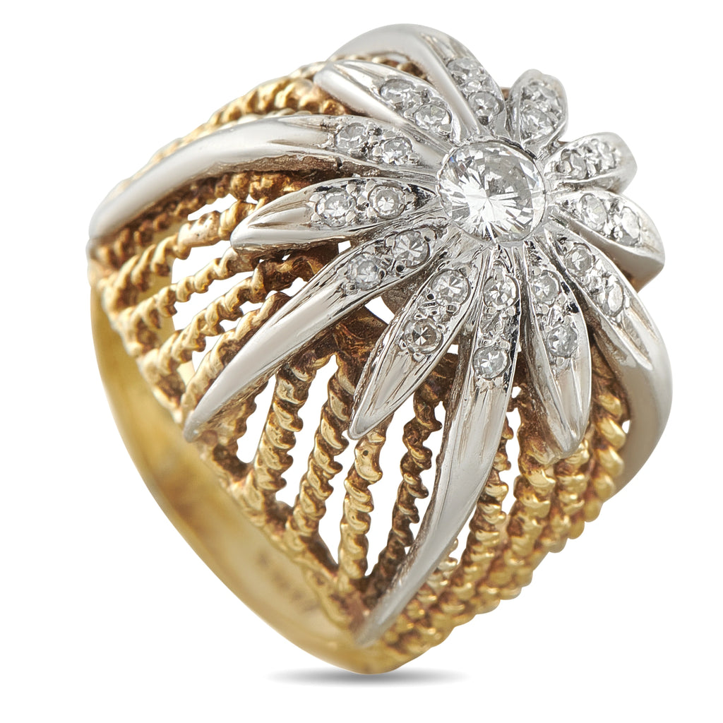 Vintage 14K Yellow Gold 0.48ct Diamond Dome Ring
