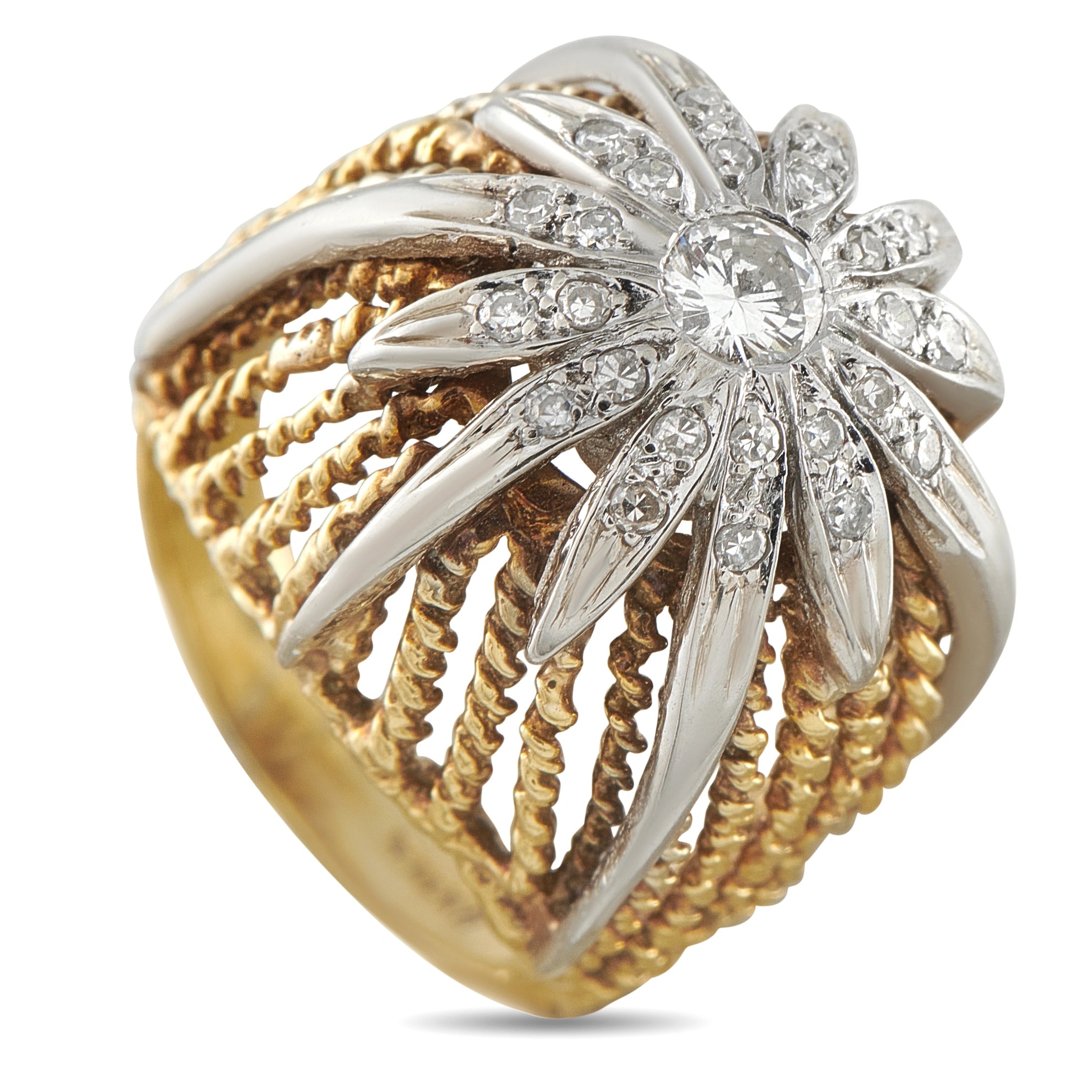 Vintage 14K Yellow Gold 0.48ct Diamond Dome Ring