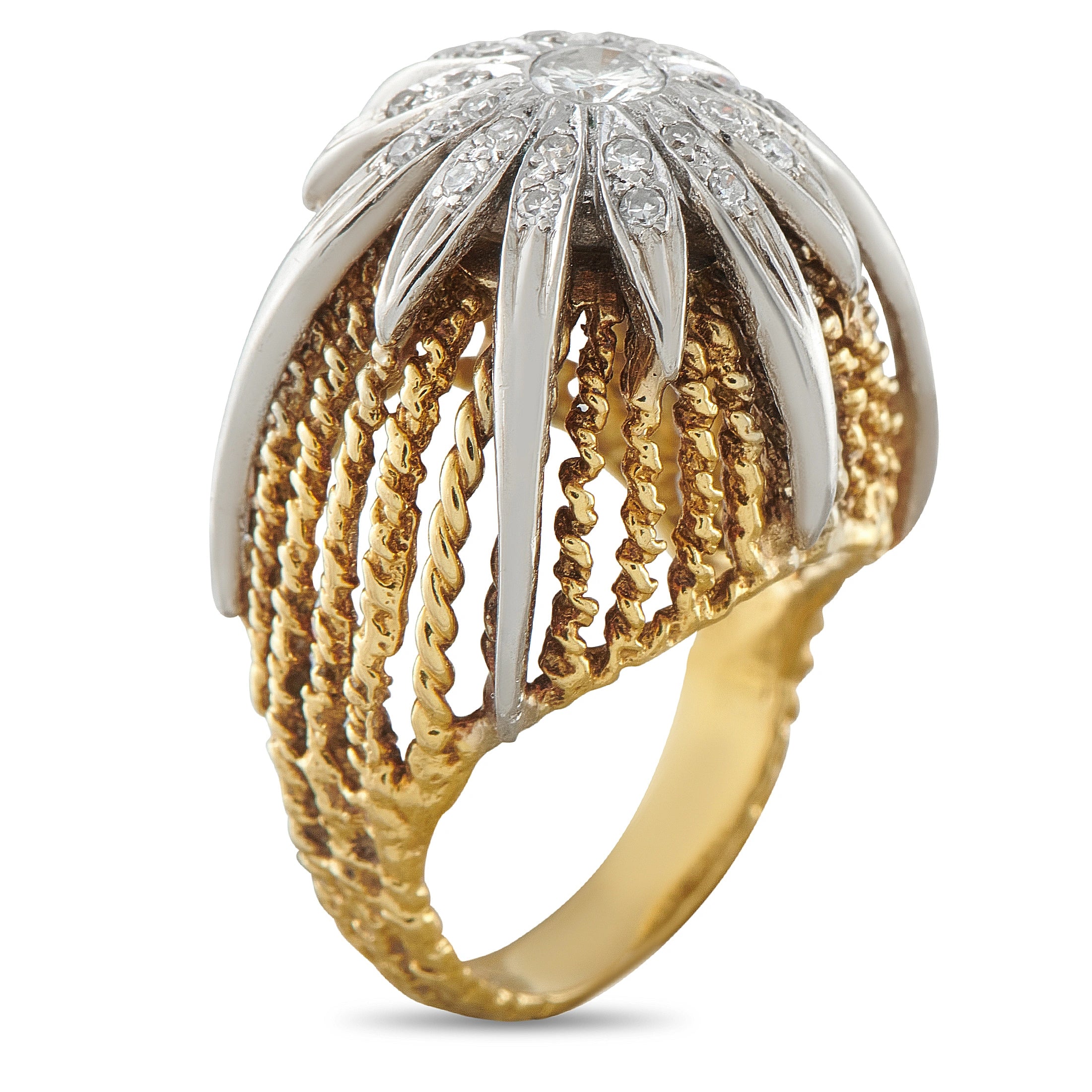 Vintage 14K Yellow Gold 0.48ct Diamond Dome Ring