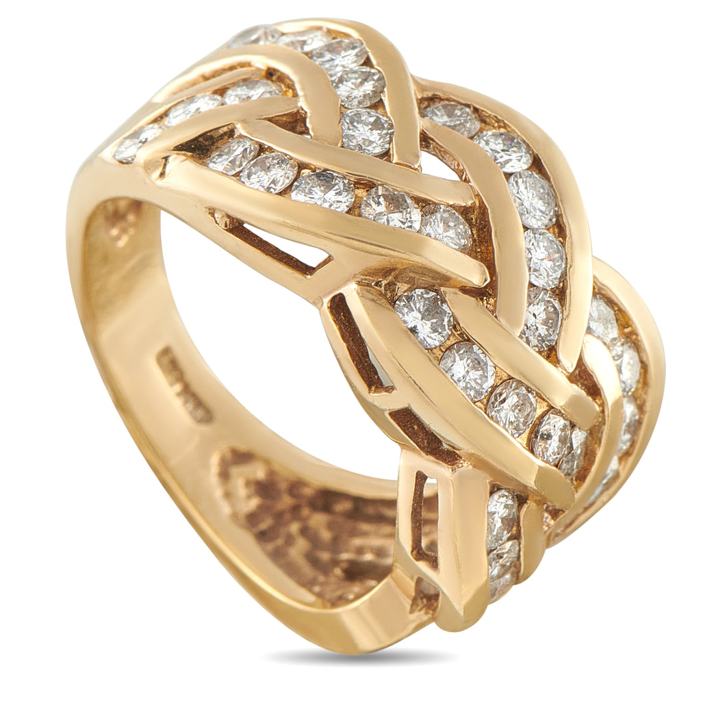14K Yellow Gold 1.14ct Diamond Woven Ring